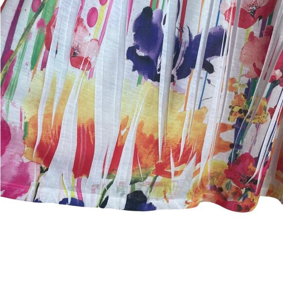 Lane Bryant Women Pleated Skirt 26/28 Rainbow Smock Waist Floral Fairy Whimsy - Picture 6 of 8